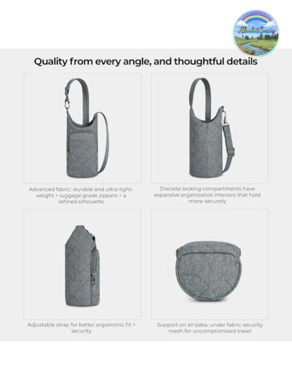 Anti-Theft Insulated Water Bottle Tote Polyester Locking RFID